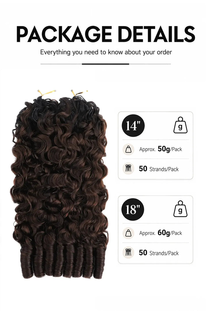 Weight image of dark brown ombre burmese curly with spiral curls feather crochet hair T1B/4 human hair