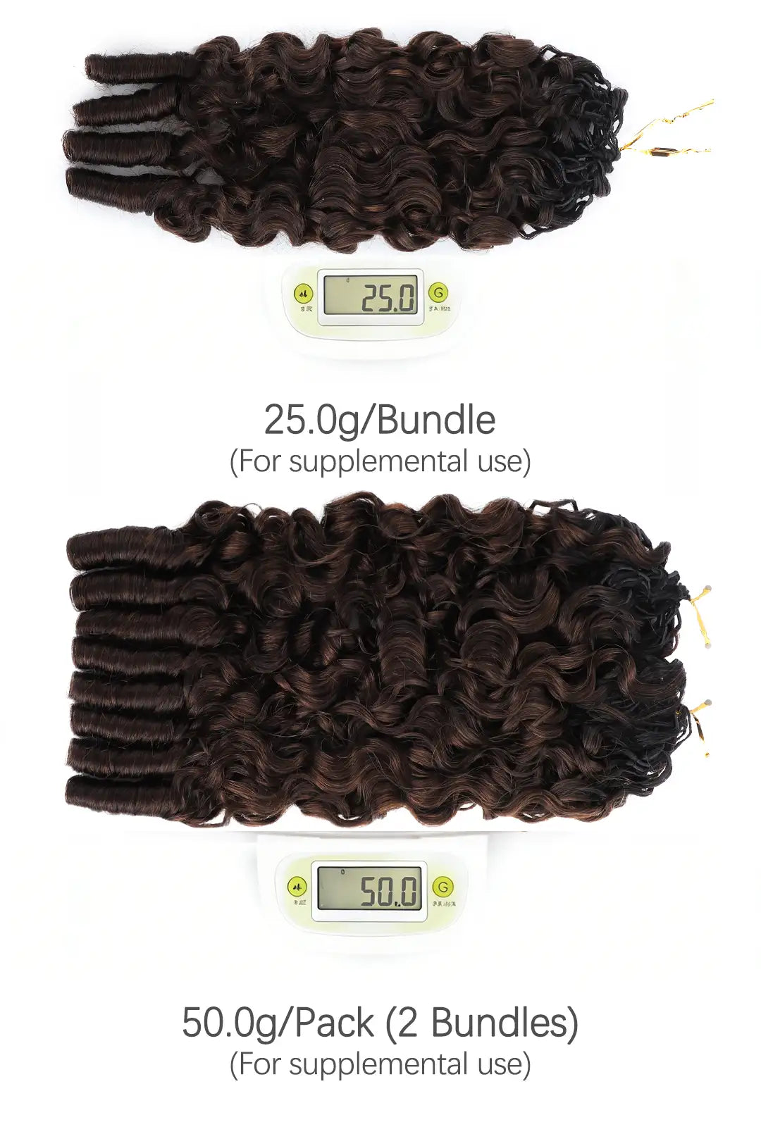 Weight image of dark brown ombre burmese curly with spiral curls feather crochet hair T1B/4 human hair
