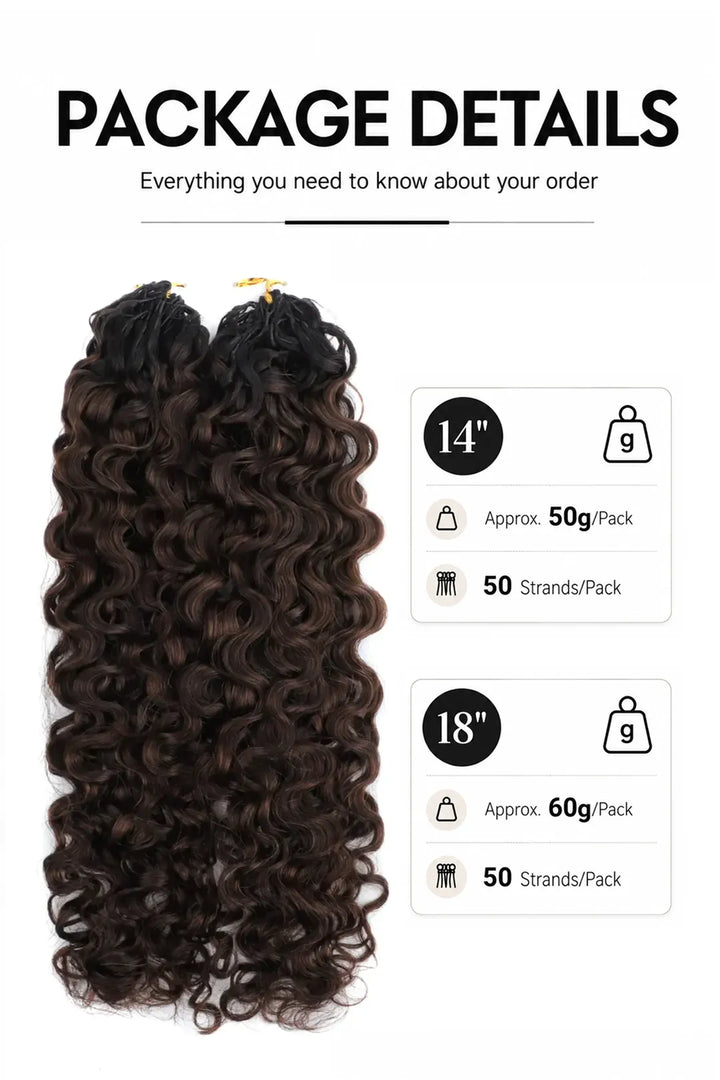 Weight image of dark brown ombre water deep wave feather crochet hair t1b/4a human hair