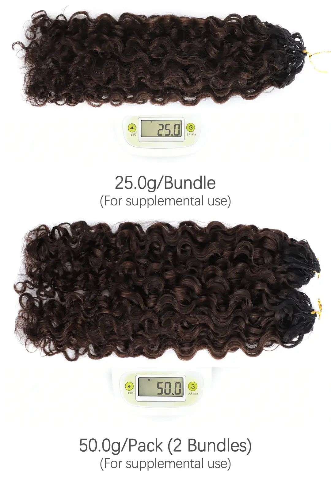Weight image of dark brown ombre water deep wave feather crochet hair t1b/4a human hair
