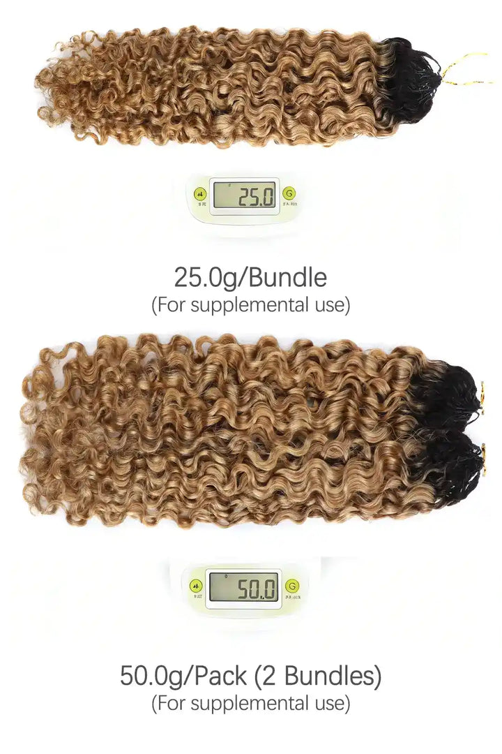 Weight image of dark honey blonde ombre water deep wave feather crochet hair t1b/27 human hair