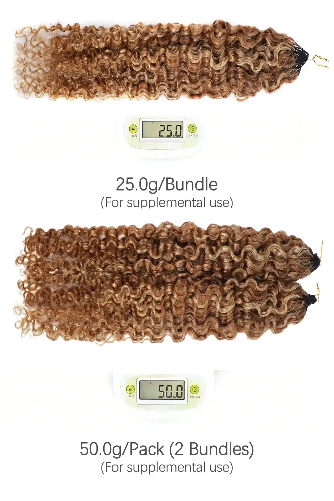 Weight of 27 30 mixed color water deep wave feather crochet human hair