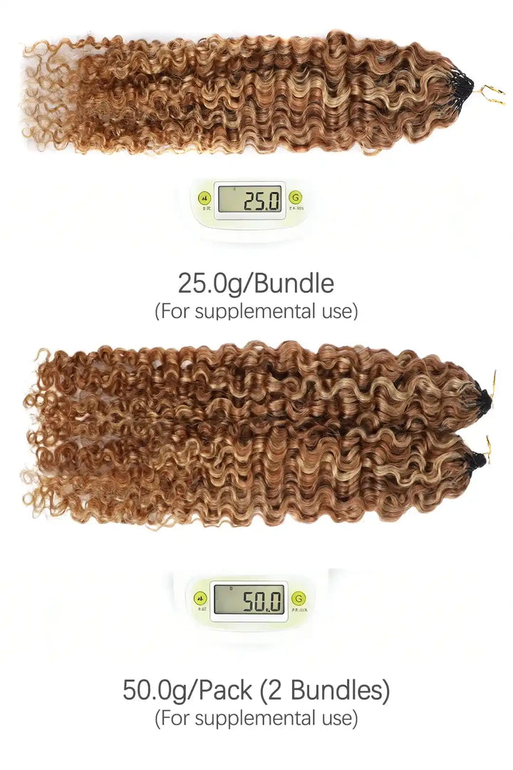 Weight of 27 30 mixed color water deep wave feather crochet human hair