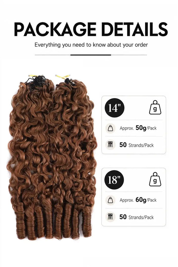 Weight of auburn brown #30 burmese curly with spiral curls feather crochet miracle knots hair