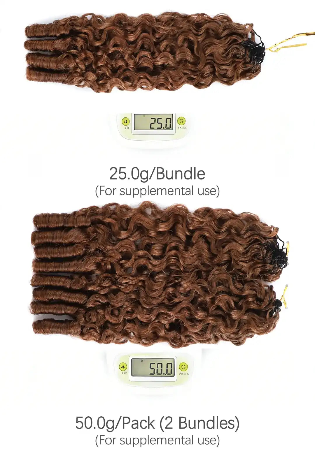 Weight of auburn brown #30 burmese curly with spiral curls feather crochet miracle knots hair