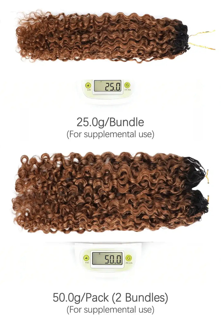 Weight of auburn brown ombre water deep wave feather crochet hair T1B/30 human hair