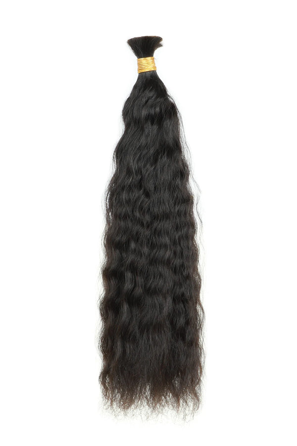 Double Drawn Wet & Wave Bulk Human Hair For Braiding Natural Black BU27