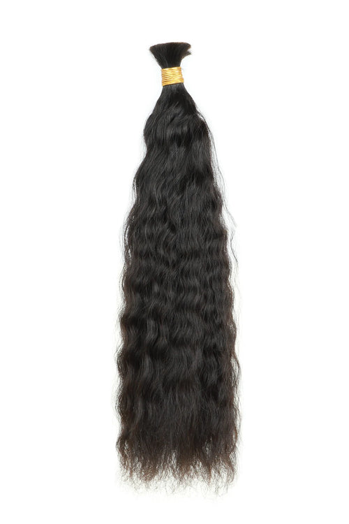 Cheveux humains en vrac humides et ondulés à double tirage pour tressage noir naturel