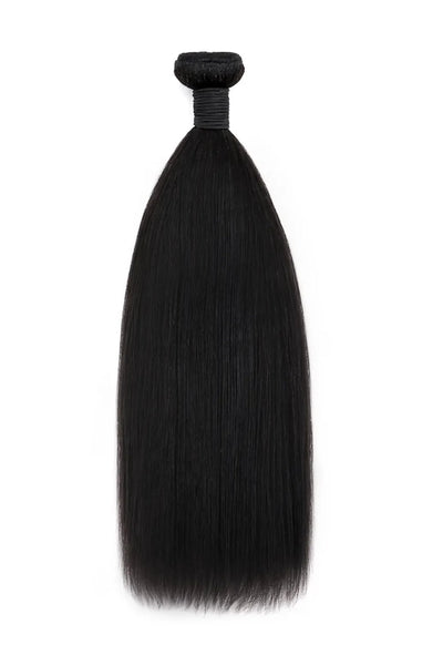 Paquetes de cabello virgen Yaki Camboya, extensiones cosidas, trama doble