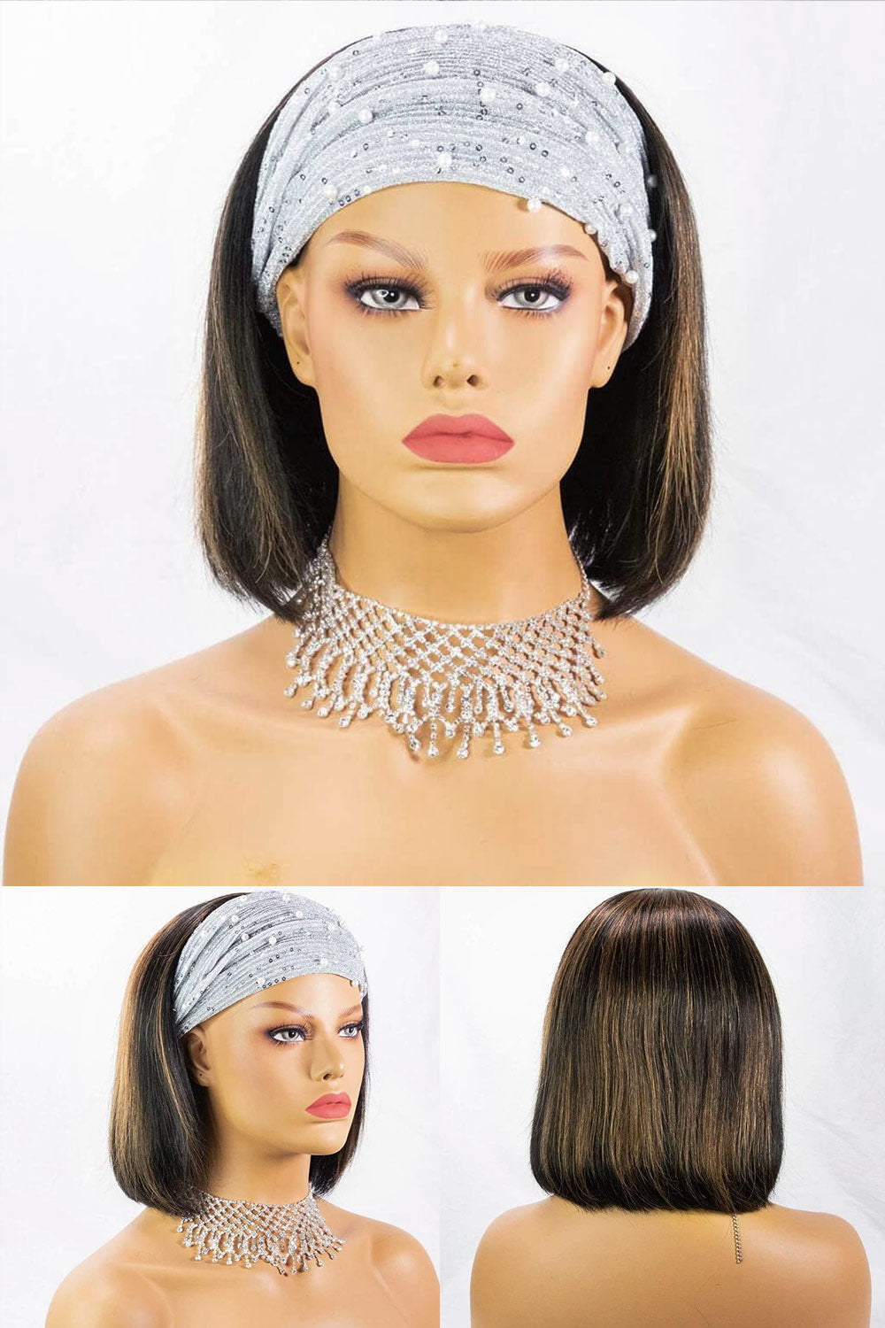 Cute Highlight Straight Bob Headband Wig Style