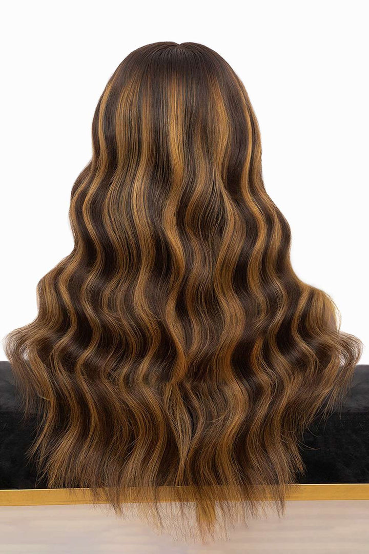 13*6 HD Lace Frontal Brown Highlight Body Wave Human Hair Wig-Model picture2