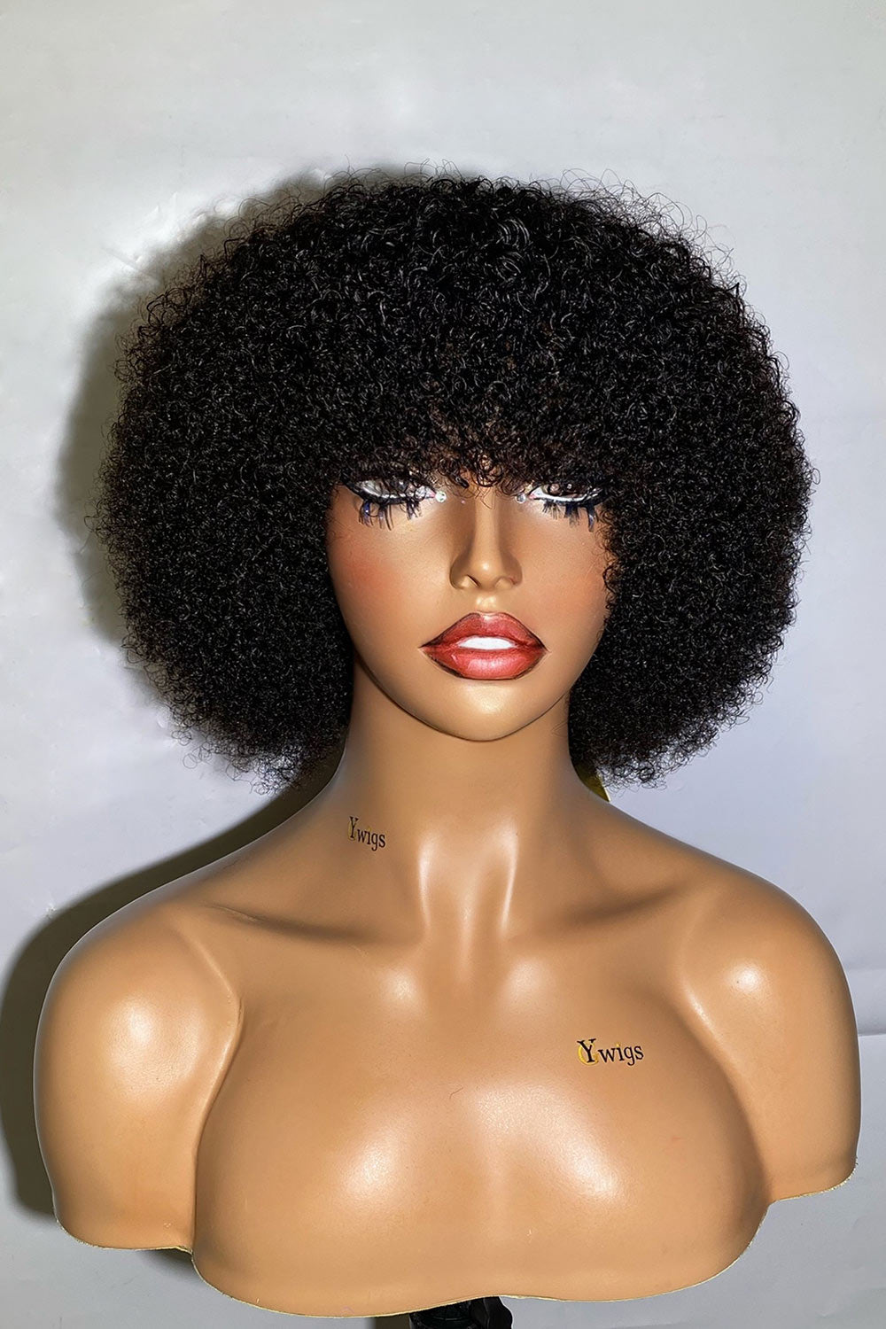 Designer Wigs-Coily Curly Non Lace Scalp Top Human Hair Wigs