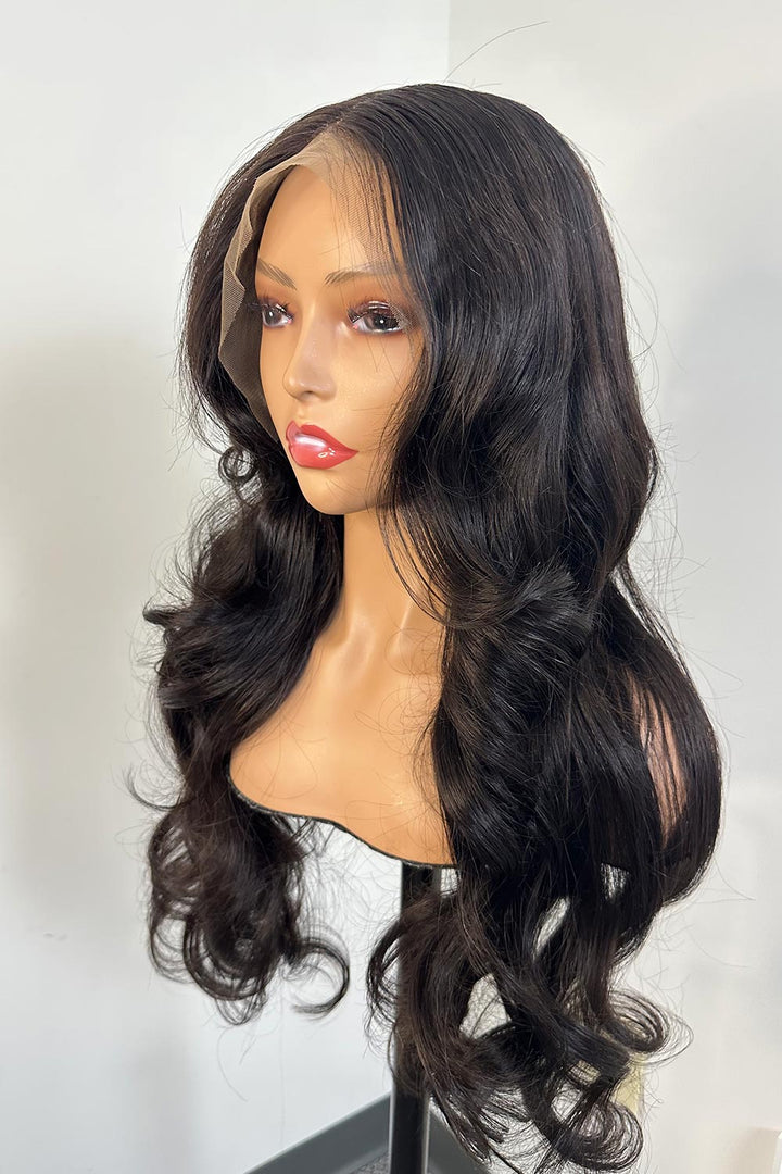 Designer Wigs-Elegant Natural Black Wavy 13x6 Lace Wigs