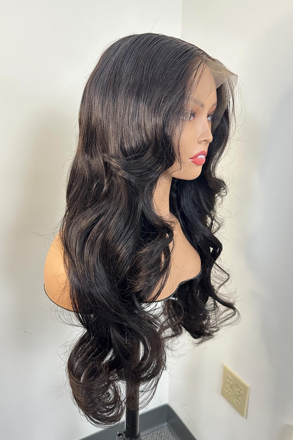 Designer Wigs-Elegant Natural Black Wavy 13x6 Lace Wigs