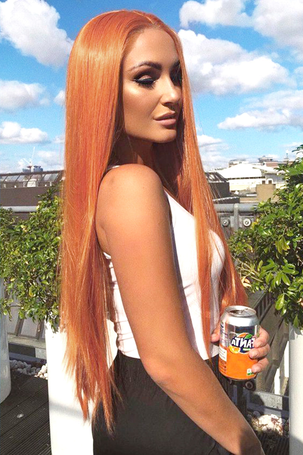 13x6 Glueless Hd Lace Wig Ginger Orange Straight-HD41