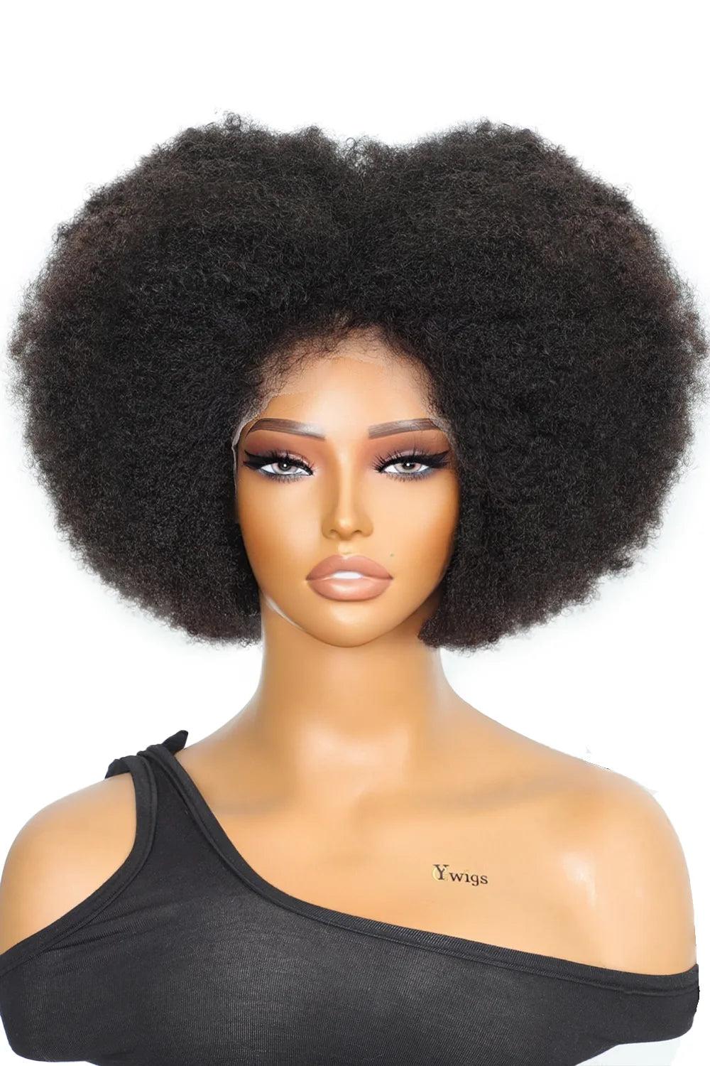 13x1 Lace Front Wig Afro Bob Black 4c Hair Natural Hairline Front view
