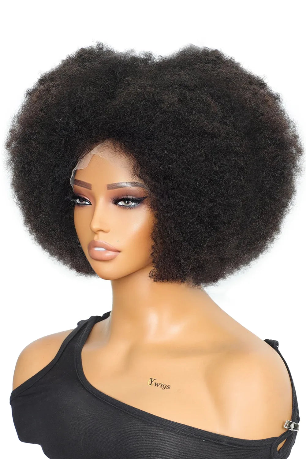 13x1 lace front wig afro bob black 4c hair natural hairline side view