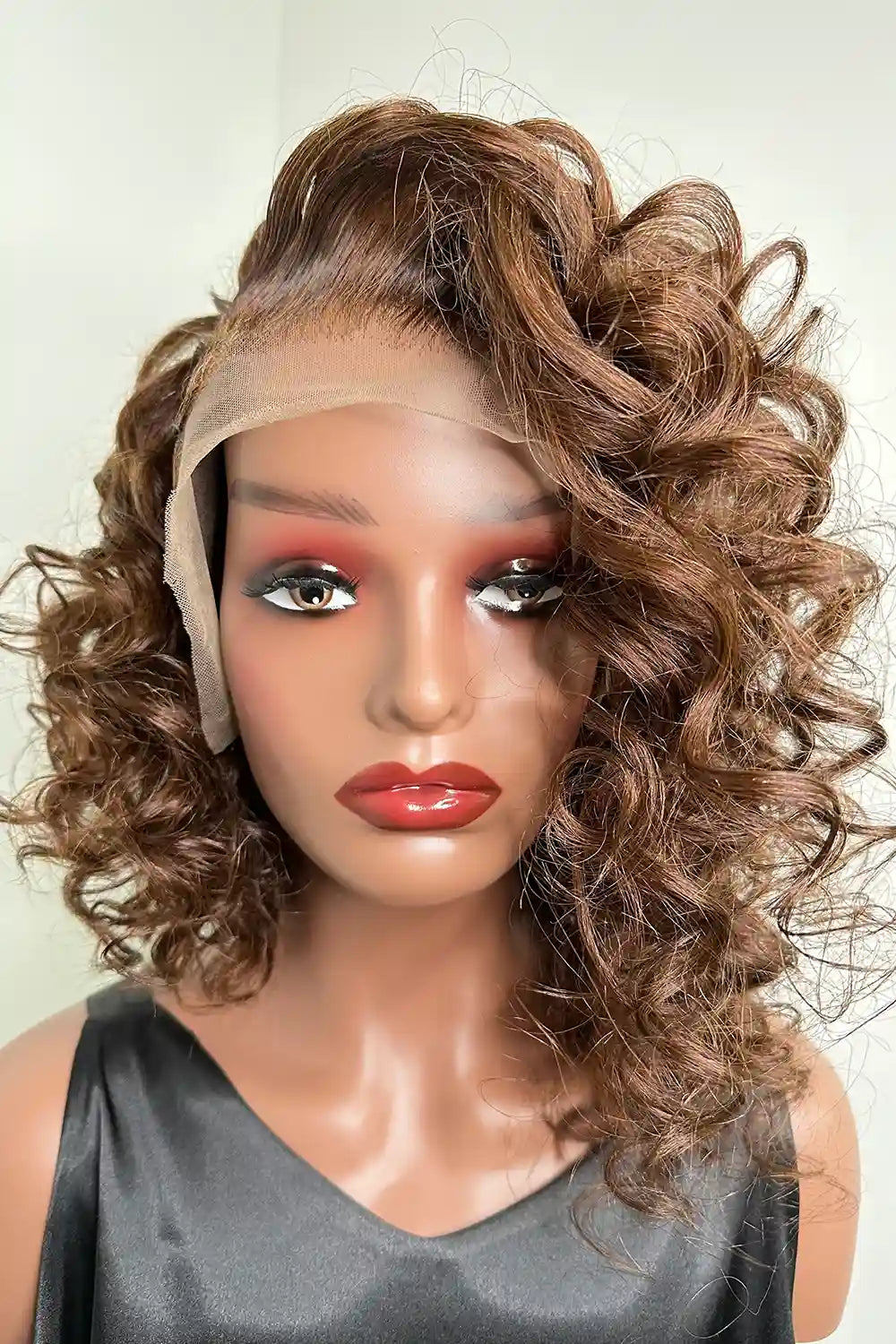 13x4-lace-front-14-inch-bob-wig-dark-brown-curly-side-part-model-front-view