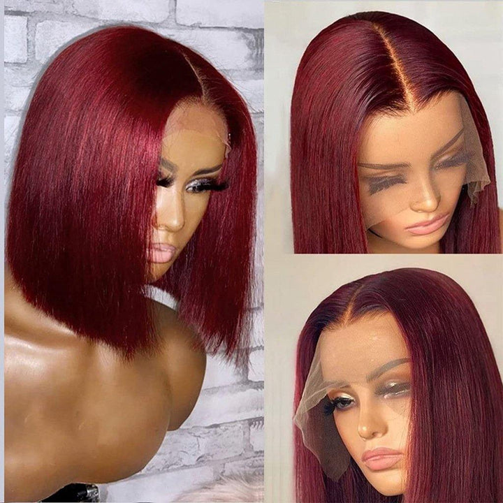 13*4 Virgin Human Hair Lace Front Colored Bob Wigs 134CST10 - ygwigs