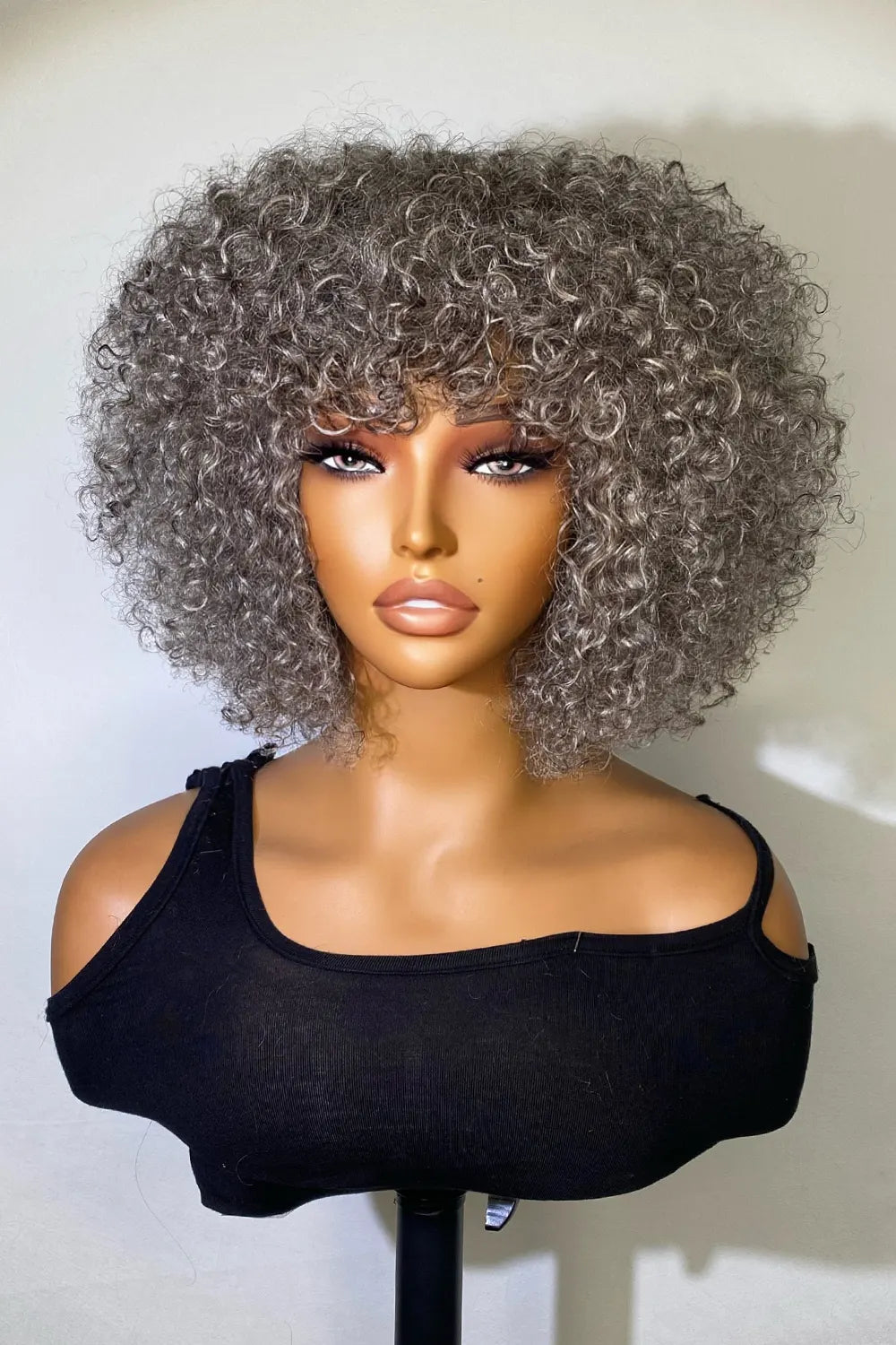 Perruques de créateurs-Mode gris argenté profond Jerry Curl Bob 10 "perruques