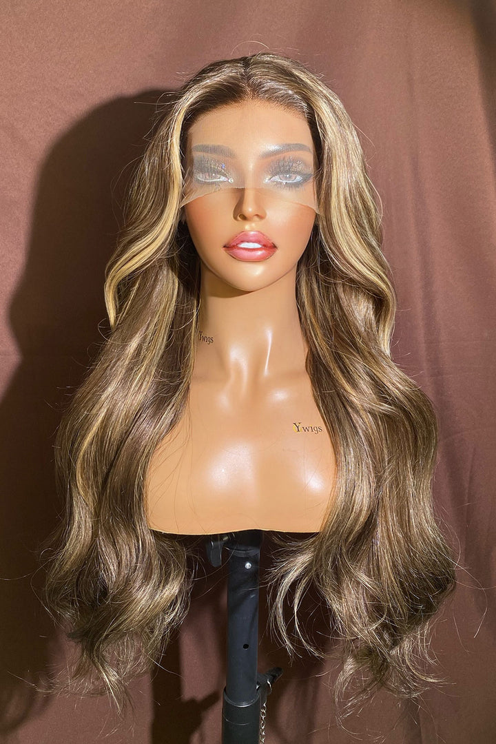 Designer Wigs-T Part Lace Wig 150% Density With Stunning Highlights