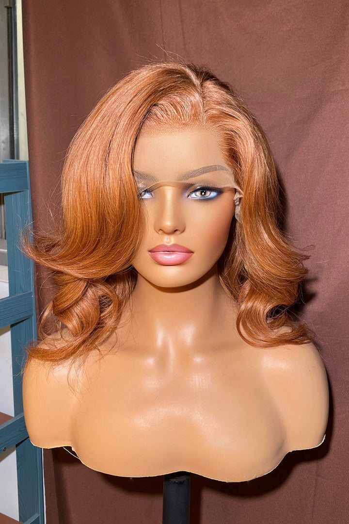 Designer Wigs-13x4 Lace Front Ginger Orange Natural Wave Wig