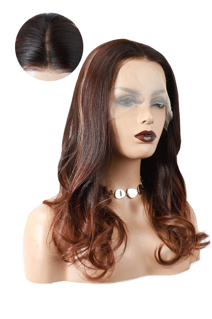 13x6 Glueless Hd Lace Auburn Wig Natural Wave-HD63