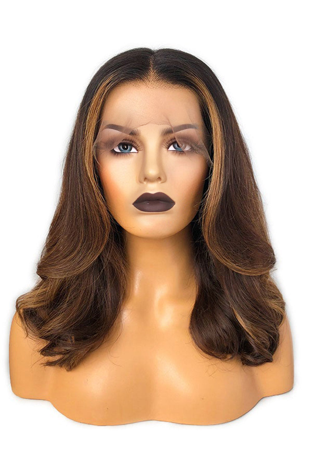 ygwigs 13x6 hd lace brown color wigs13*6 HD Lace Fake Scalp Wigs Ombre Dark Brown Long Body Wavy Glueless