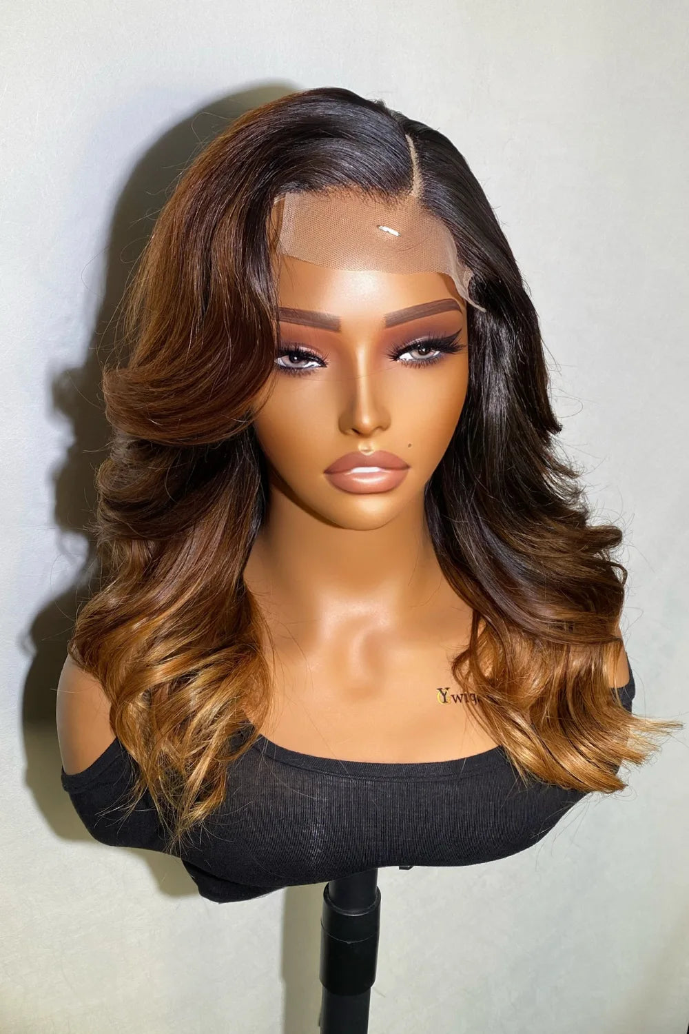 Designer Wigs-Amanda Honey Brown Highlight Ombre 4x4 Lace Wig