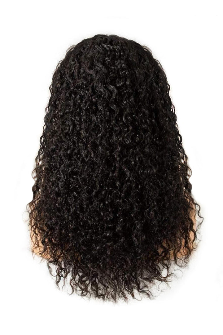 13x4 Full Lace Frontal Wigs Water Wave Natural Black Virgin Hair