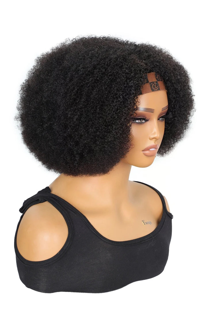 Designer Wigs-Jerry Curl Affordable Lace Headband Wig