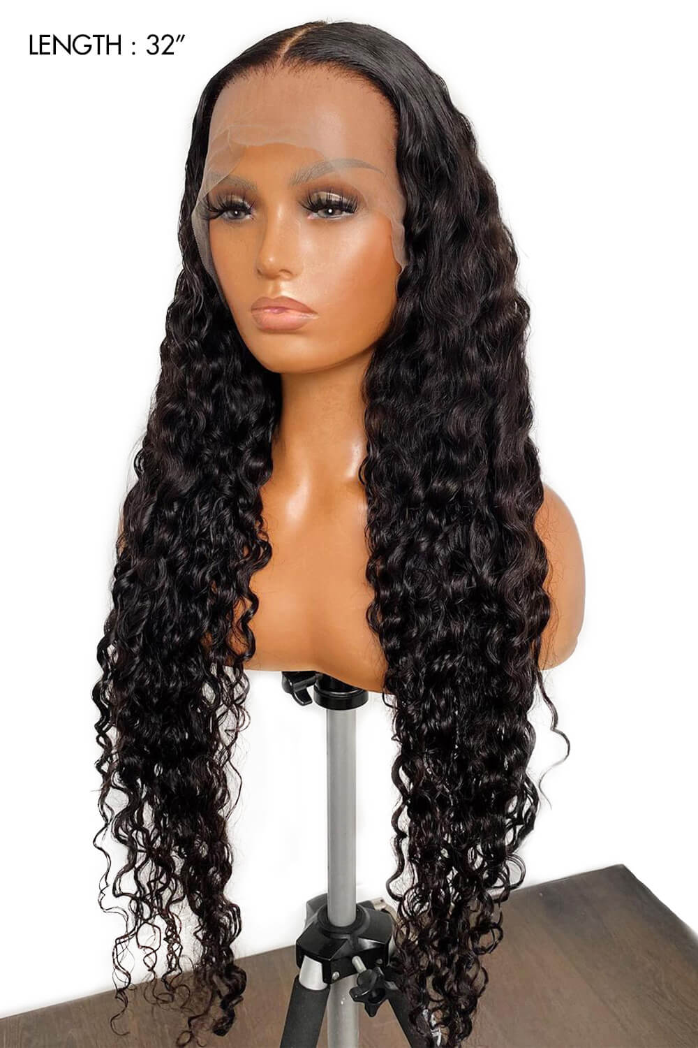 30 Inch Water Wave Wig Long Lace Front Wig Black for Women display picture 3