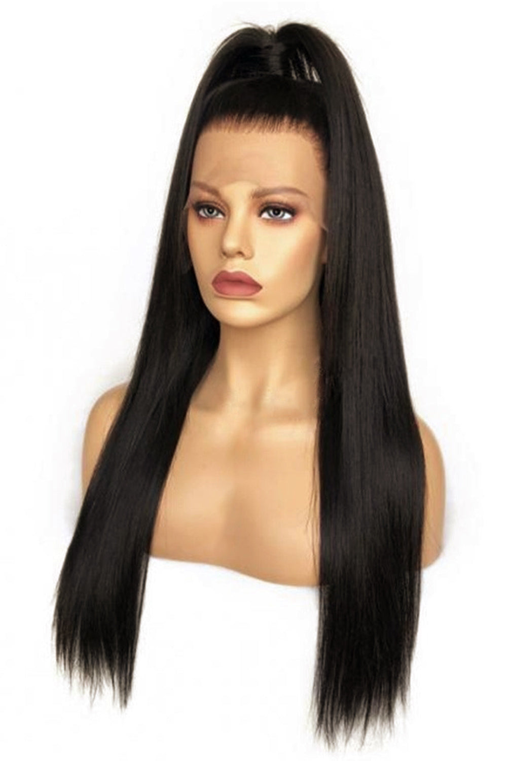 360 HD transparent glueless Lace Wigs virgin hair long black Straight -5