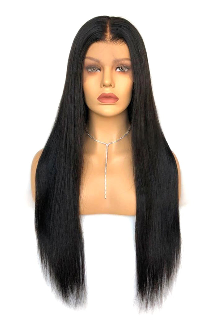 360 HD transparent glueless Lace Wigs virgin hair long black Straight -1