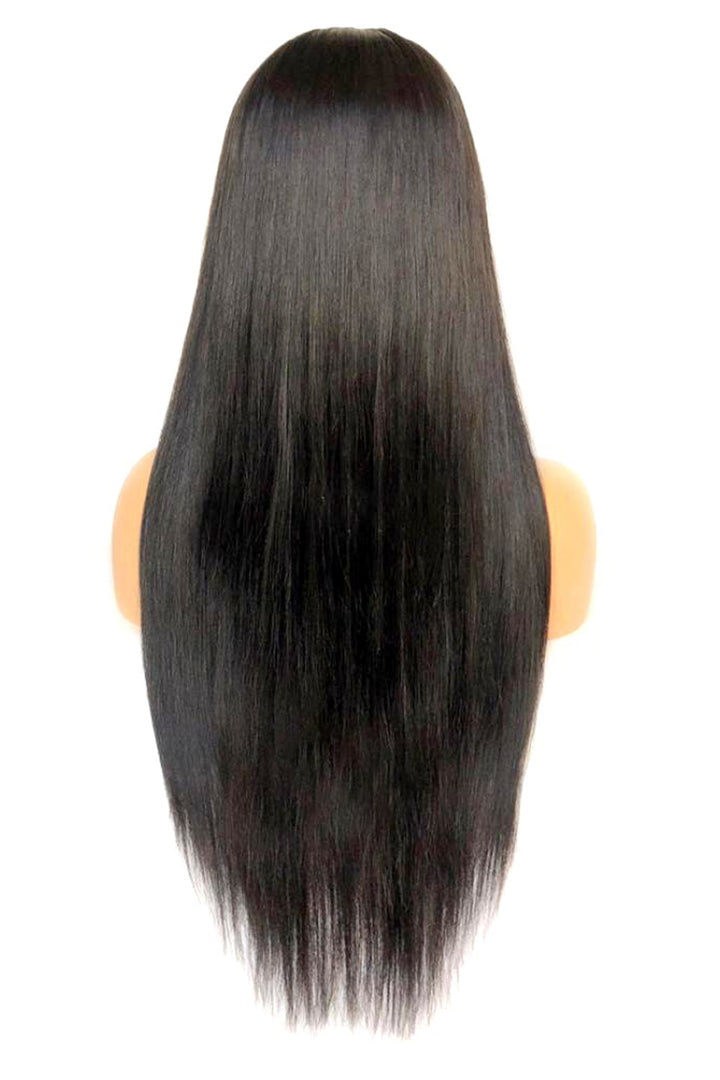 360 HD transparent glueless Lace Wigs virgin hair long black Straight -6
