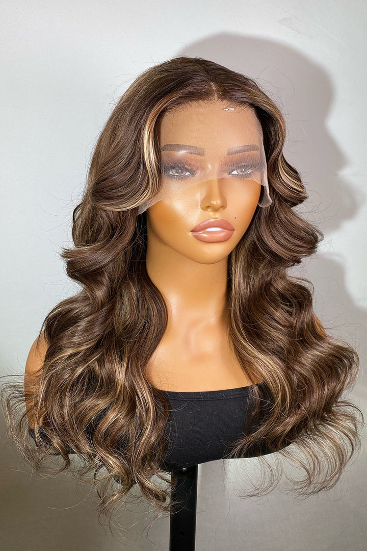 Designer Wigs-Layered Cut Loose WaveWith Stunning Highlights I T-Part