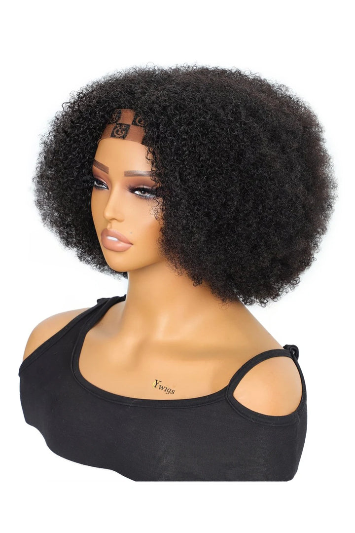 Designer Wigs-Jerry Curl Affordable Lace Headband Wig