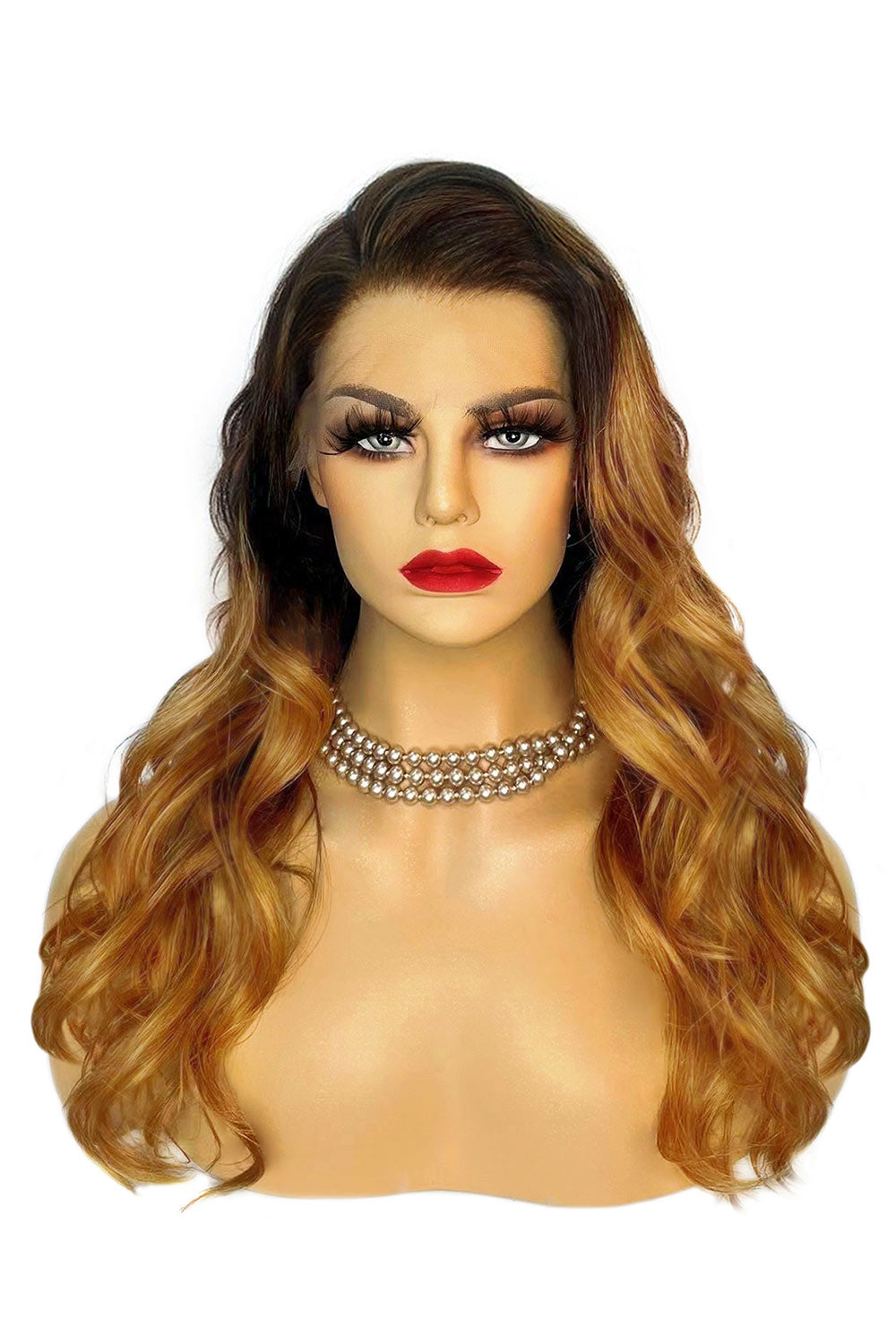 13*6 Ombre Honey Blonde Body Wave HD Swiss Lace Front Fake Scalp Wigs-4