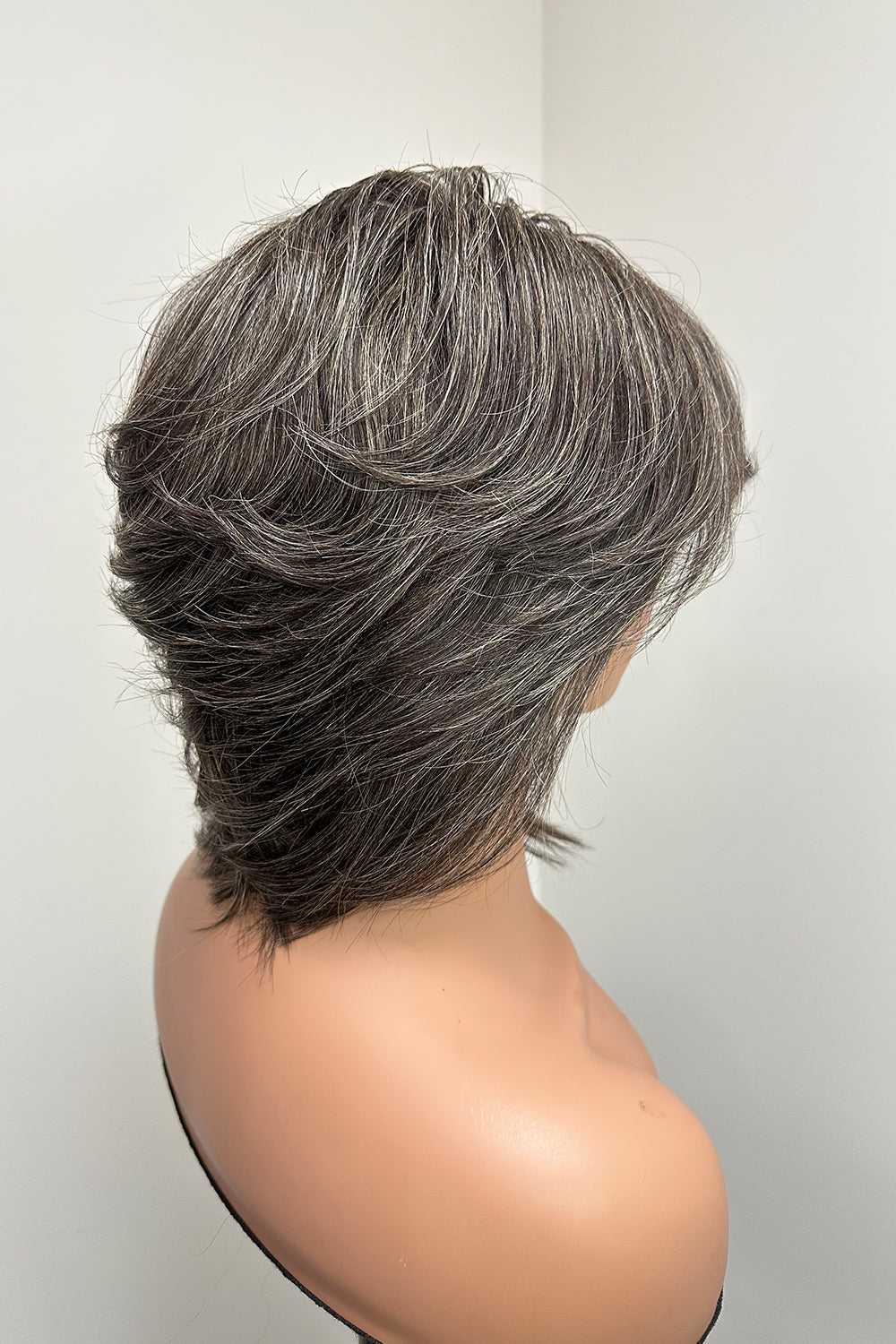 Designer Wigs-13*6 Lace Front Wig Silver Grey For Lady Pixie Bob