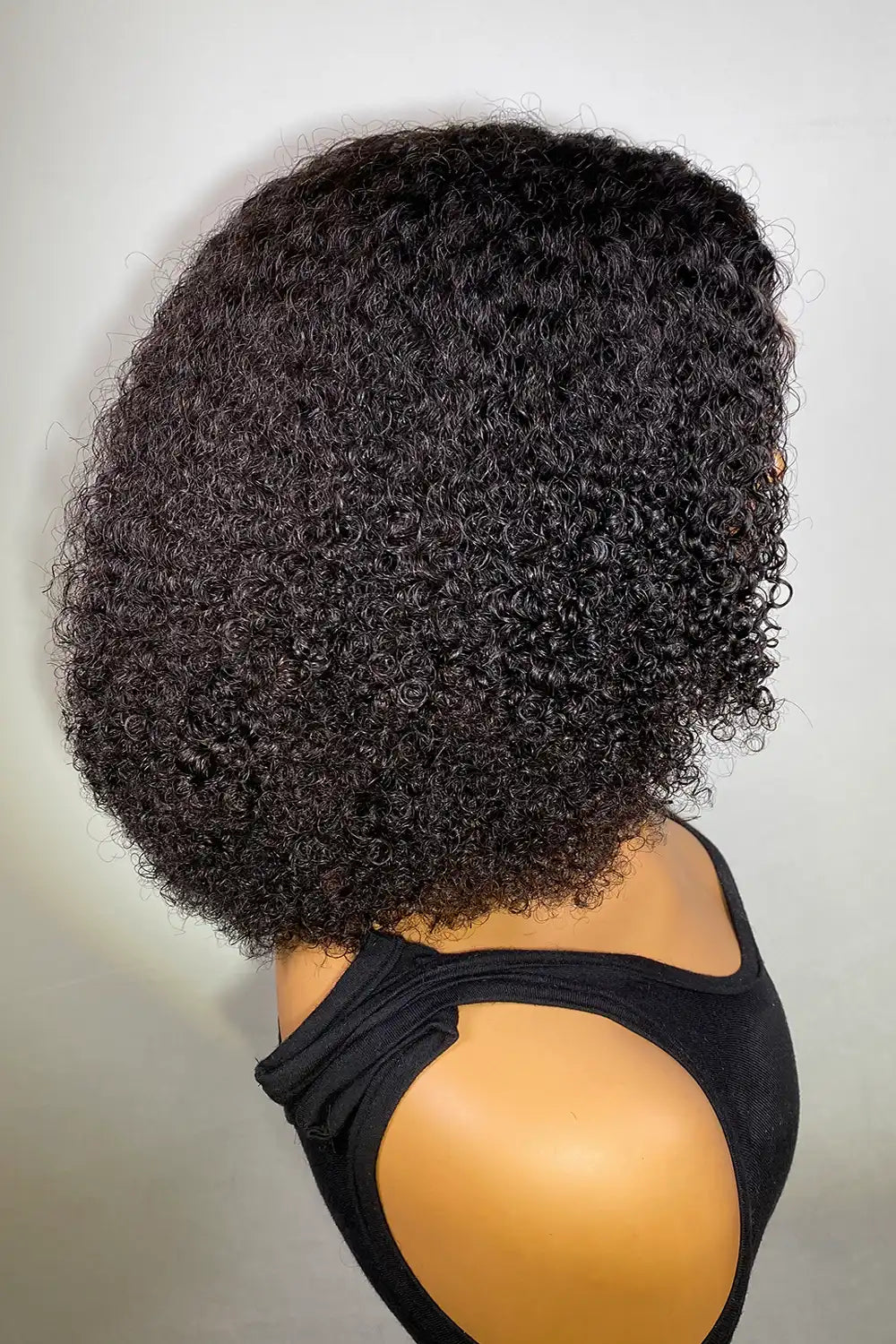 Perruques de créateurs-Super pleine perruque bouclée crépue de longueur de cou avec ligne de cheveux naturelle