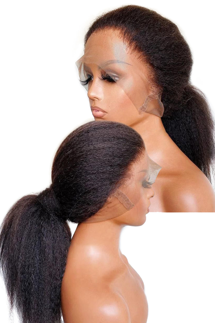 Pre Plucked 360 Hd Lace Frontal Wig Human Hair Kinky Straight Styles-4