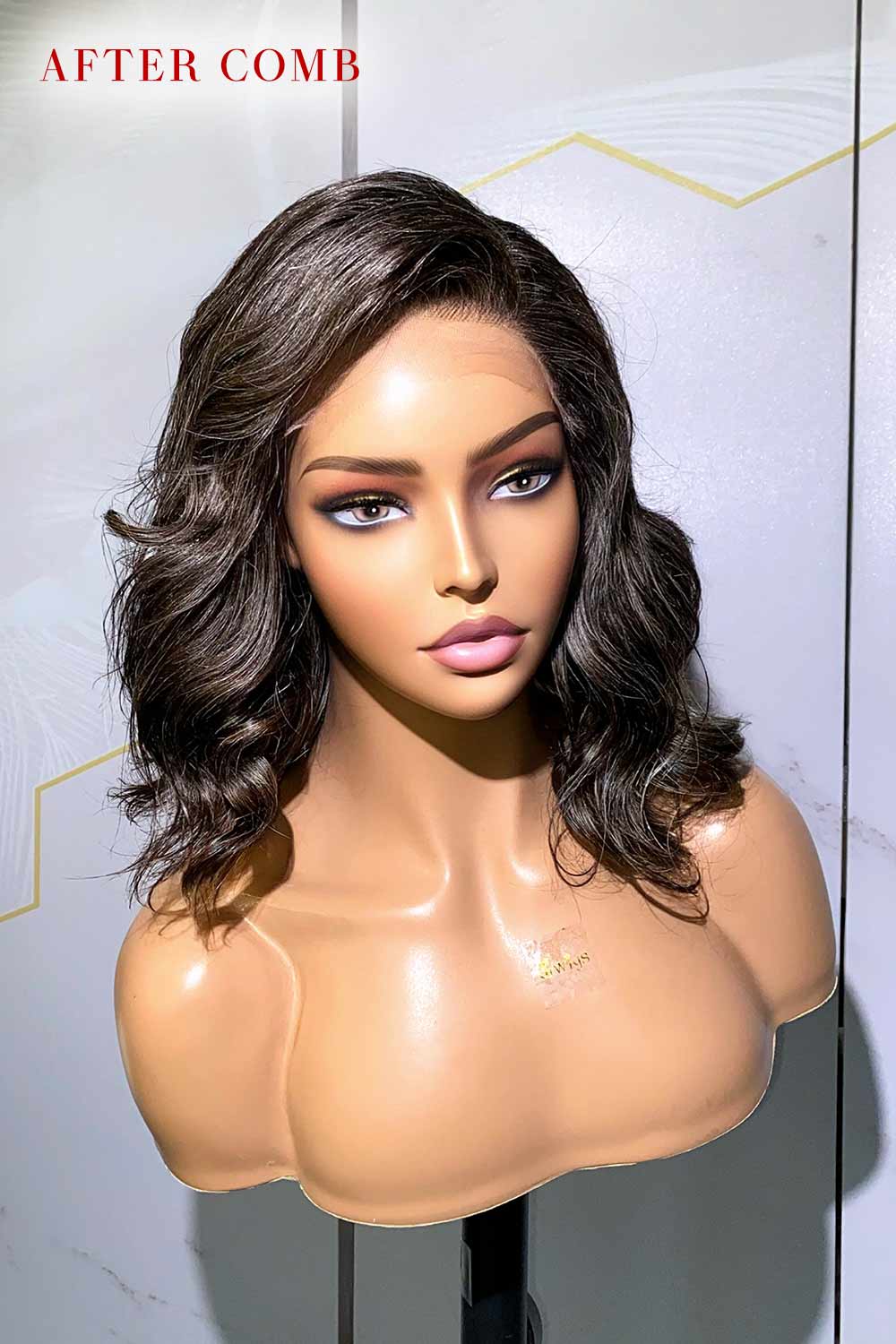 5*5 HD Lace Short Wavy Salt & Pepper Bob Wig For Lady