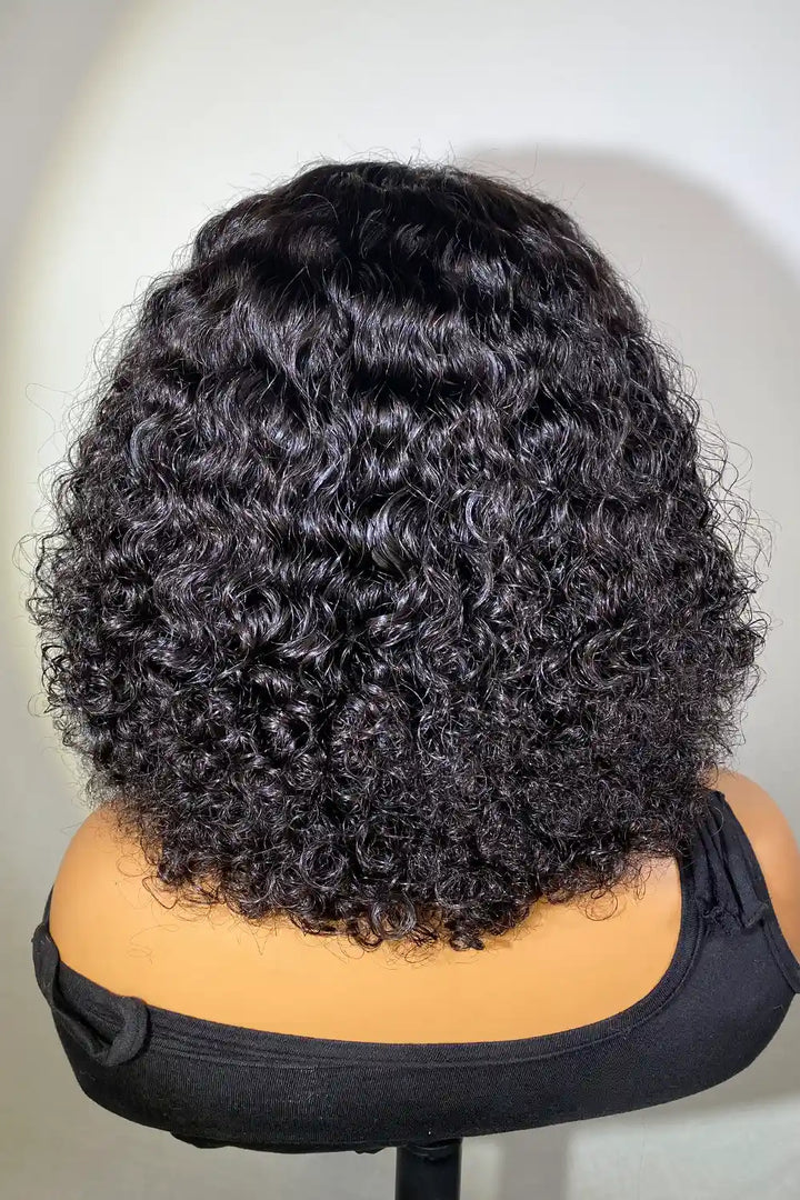 5x5 HD Lace Closure Afro Wig Wet Jheri Curls Black Hair