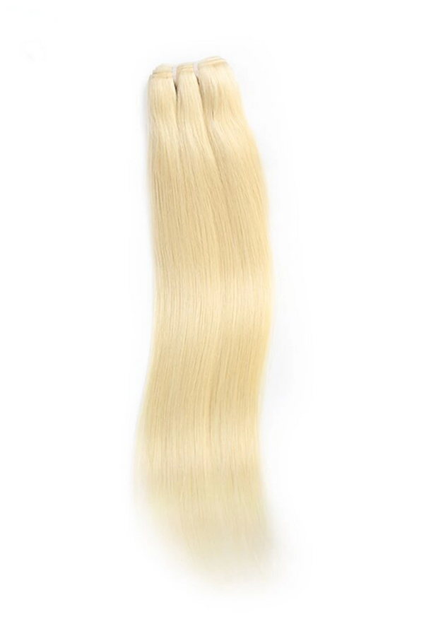 613 faisceaux blonds double trame extensions à coudre cheveux vierges raides