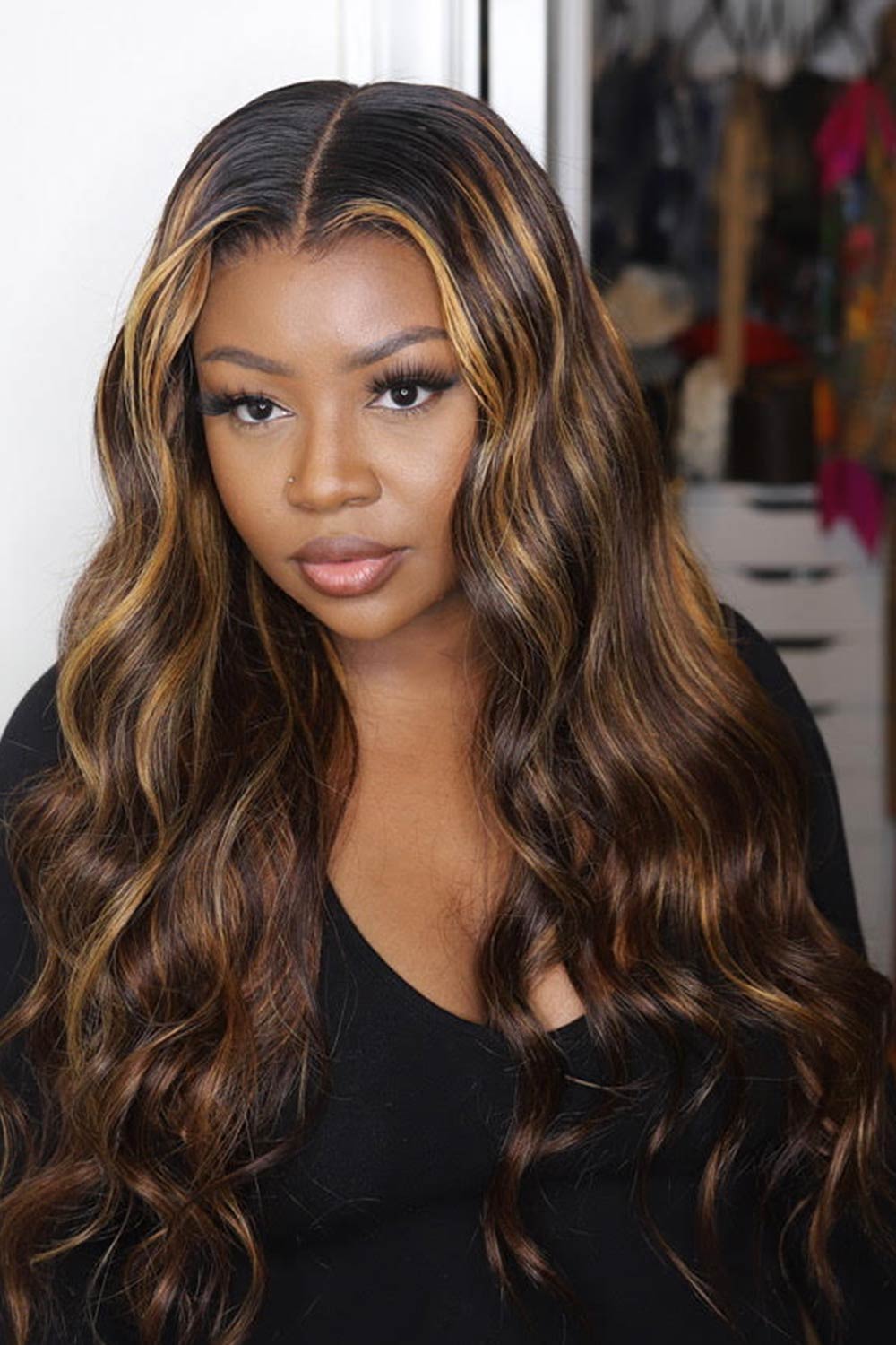 13x6 Highlight Brown Body Wave HD Lace Wig-HD12 24