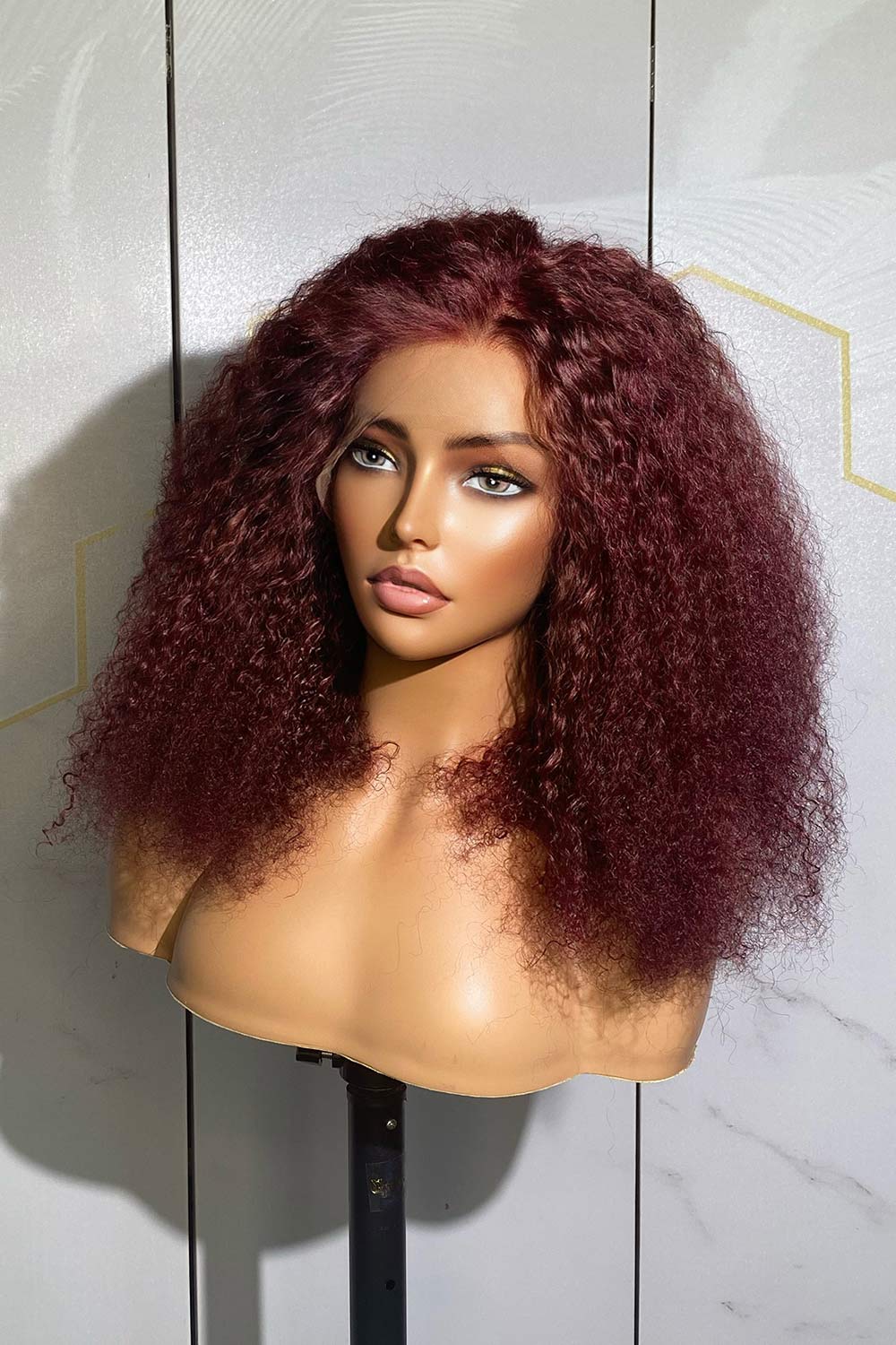 Designer Wigs-13*6 Lace Front 99J 16 Inch Kinky Curly