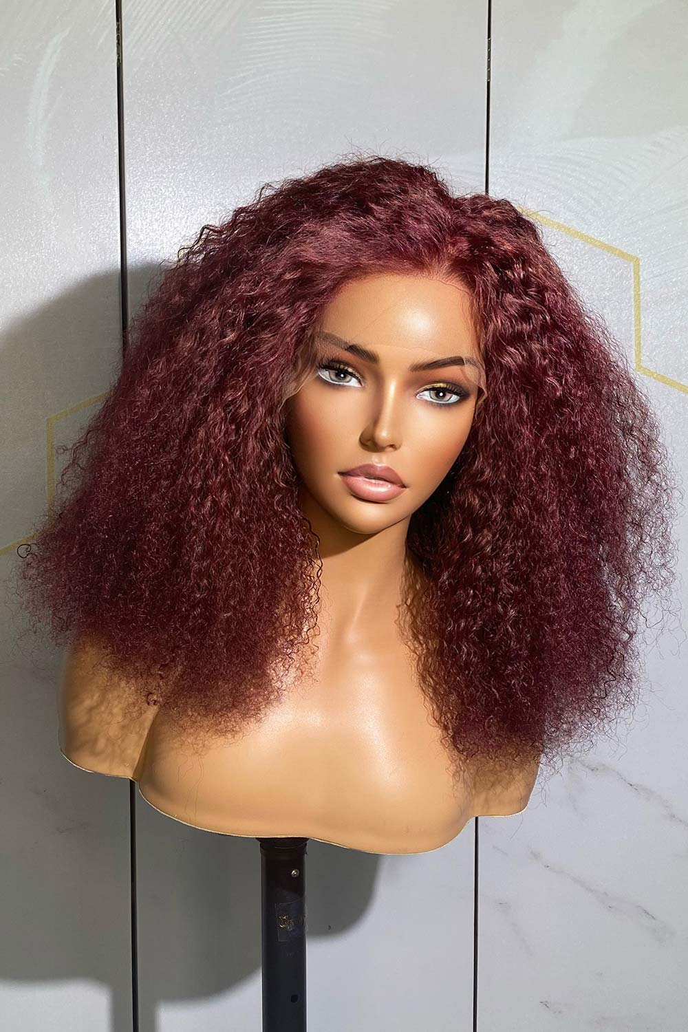 Designer Wigs-13*6 Lace Front 99J 16 Inch Kinky Curly