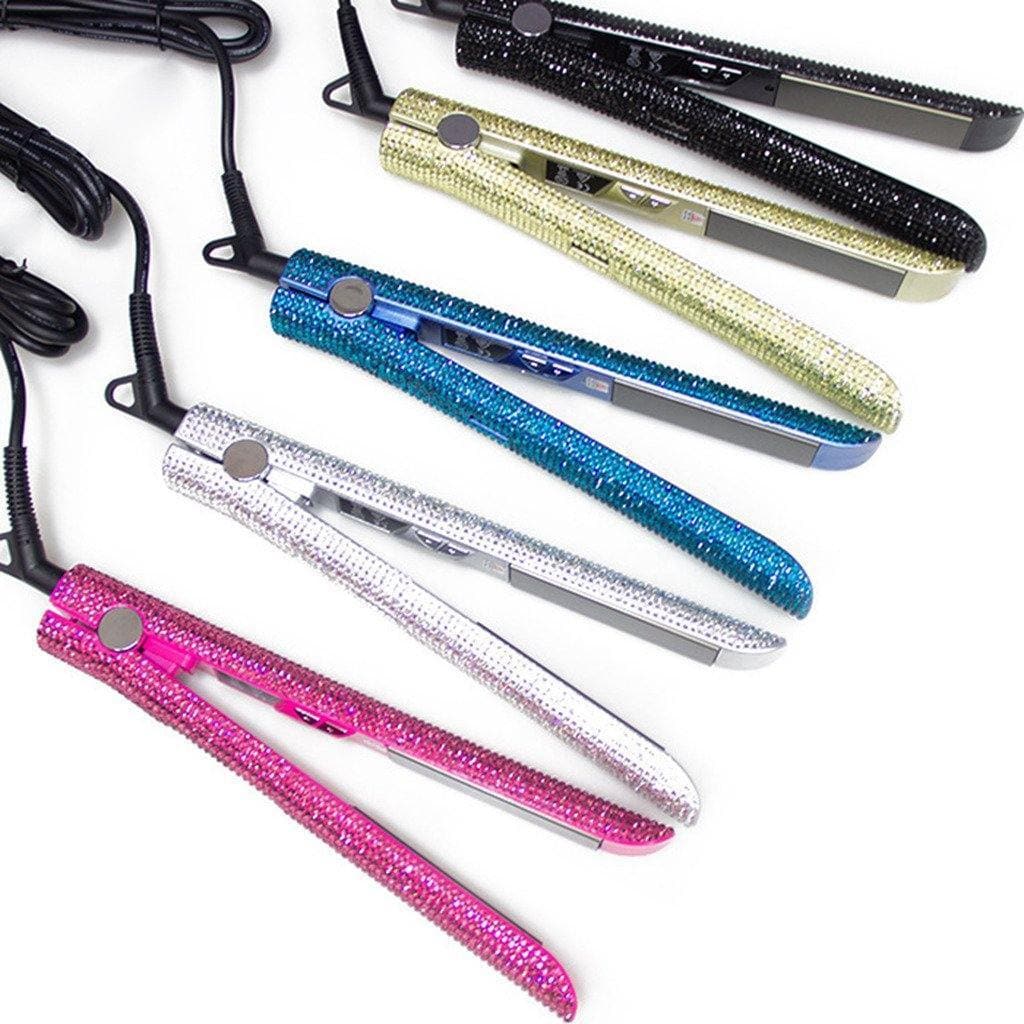 Professional Hair Straighteners & Curling Irons Titanium Alloy Straightening Rhinestones 2 in 1 straight hair curling - Yghairs