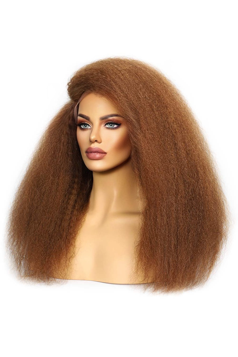 T Part Lace Wig Ginger Brown Afro Kinky Straight Yaki Human Hair