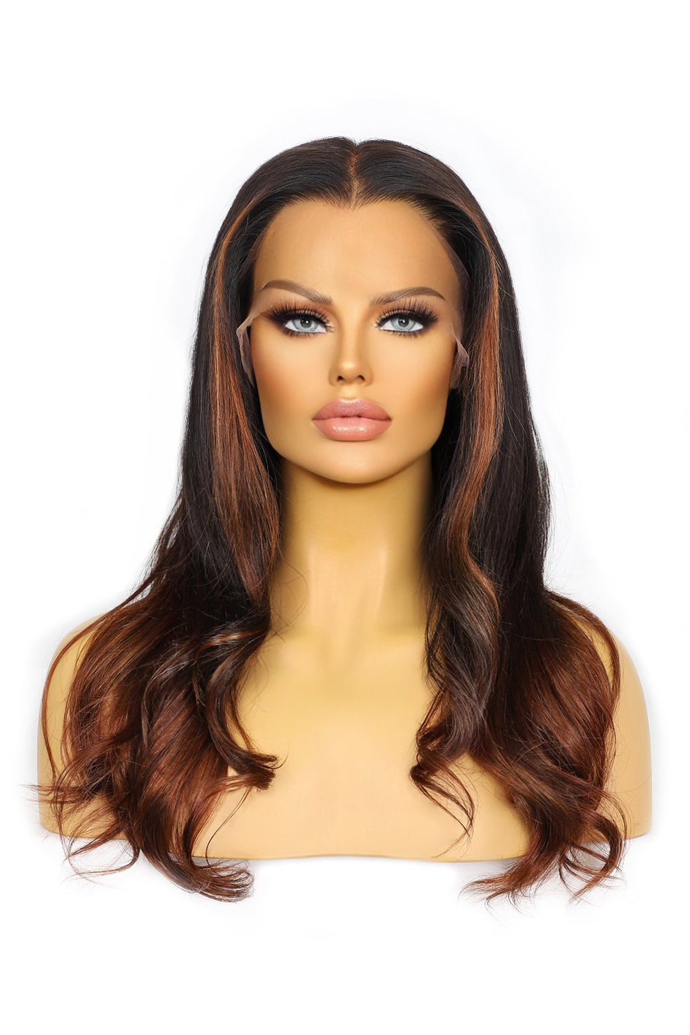 Glueless HD Wig 13 6 Two tone Black Auburn Brown Ombre Loose Wavy